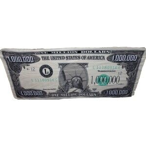 Million Dollar Bill Novelty Funny Flannel Plush Blanket Throw Dollar  35x75 Inch